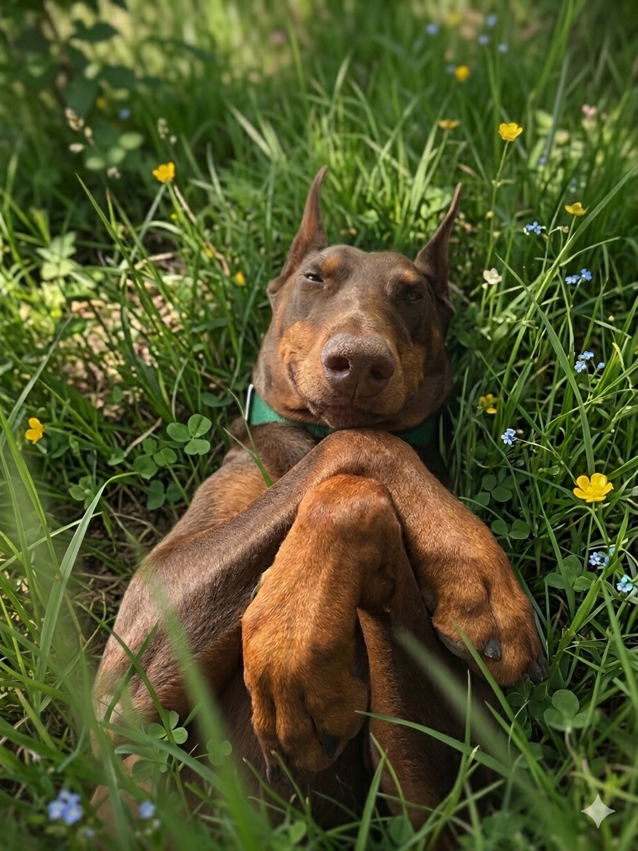 Happy dog on walk with Jerk-Ease® shock-absorbing leash extension