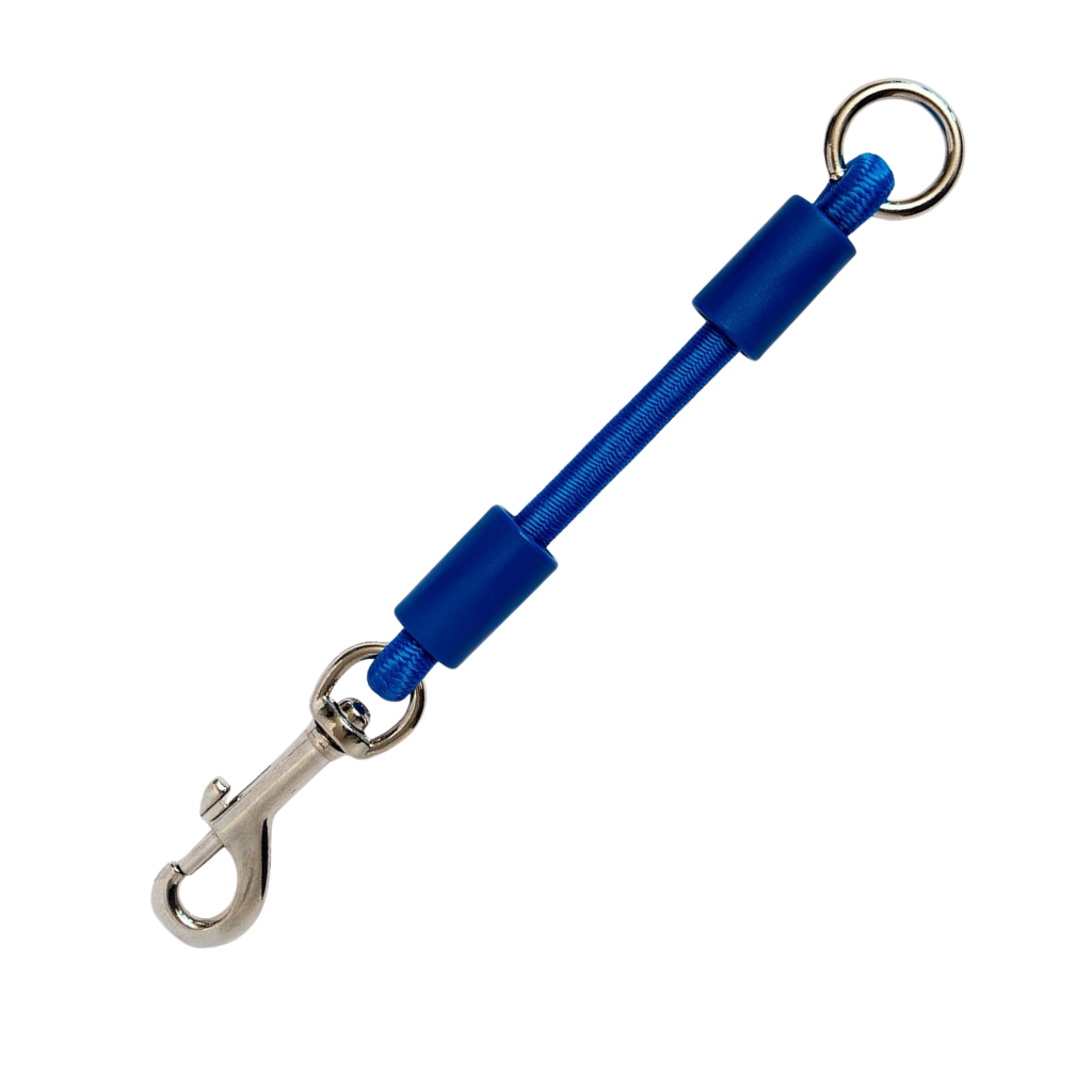 Jerk-Ease® Medium bungee dog leash extension in blue — shock absorber for dogs 21–60 lbs