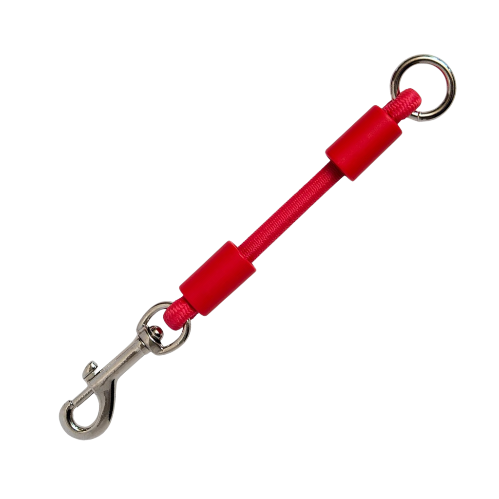 Jerk-Ease® Medium bungee dog leash extension in red— shock absorber for dogs 21–60 lbs