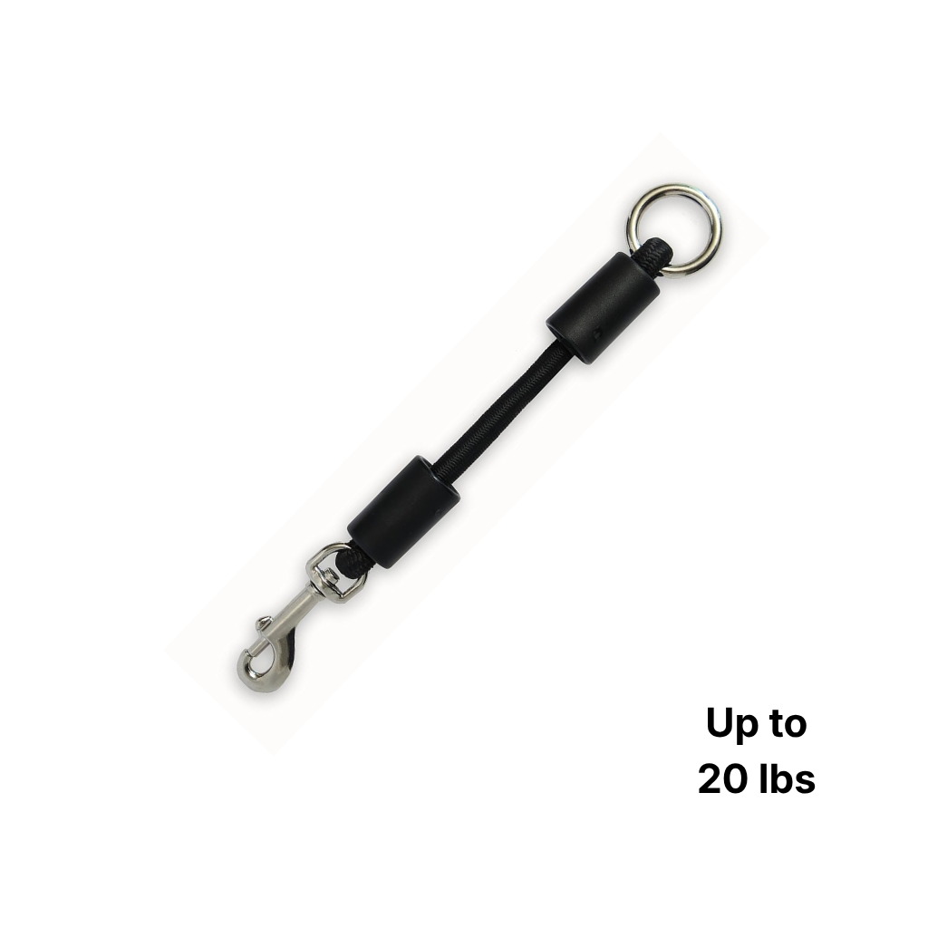Jerk-Ease® Small bungee dog leash extension in black — shock absorber for dogs up to 20 lbs