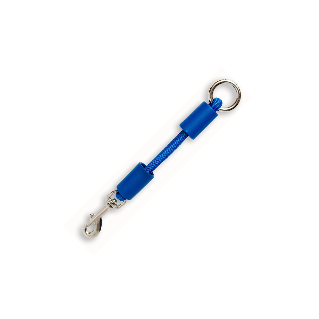 Jerk-Ease® Small bungee dog leash extension in blue — shock absorber for dogs up to 20 lbs
